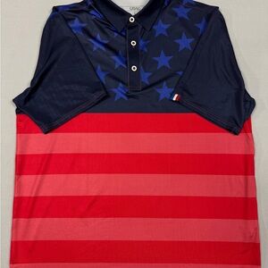 USAG - U Suck At Golf - Large - Blue / Red Stars and Stripes Golf Polo